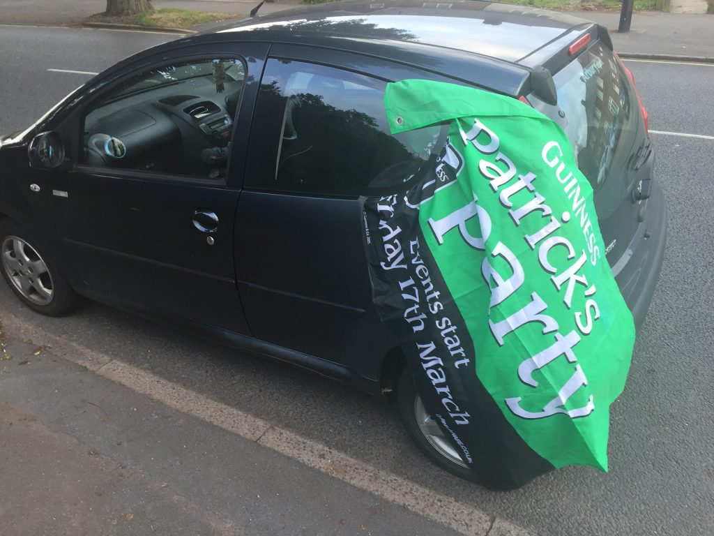 Rocky the Peugeot 107, celebrating Ireland's progress in Euro 2016