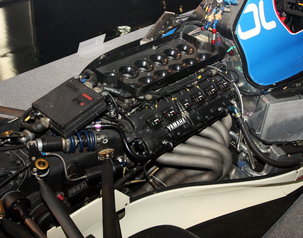 The Yamaha OX99 V12 engine in the back of the Jordan 192. Underpowered for it's weight, poor rigidity, it was a dyno engine that really shouldn't have been near an F1 car.